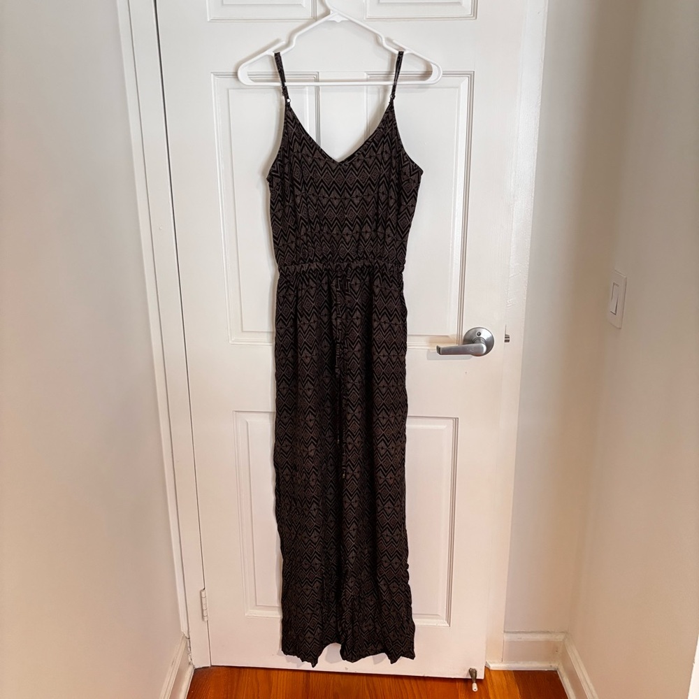 Vintage Forever 21 Elegant Black Patterned Women's Maxi Dress